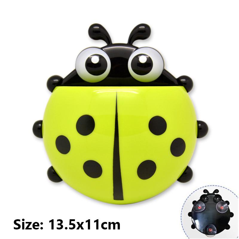 1/2PCS Bathroom Cartoon Toothbrush Holder Cartoon Animal Ladybug Insect Toothpaste Wall Suction Holder Rack Bathroom Organizer