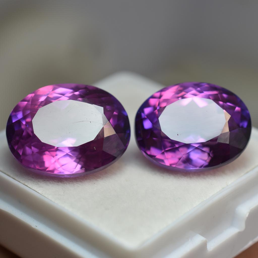 Natural Purple Tanzanite Loose Gemstone 18.10 Ct Oval Shape Pair for Jewelry Making and Crafts