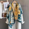 Autumn personality fashionable plant flower print scarf women's imitation cashmere warm windproof scarf temperament versatile shawl