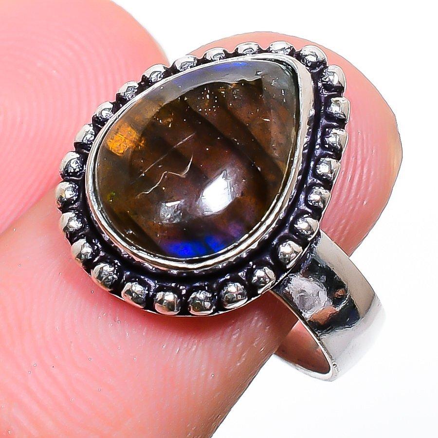 Labradorite Gemstone 925 Silver Jewelry Ring 6.5
