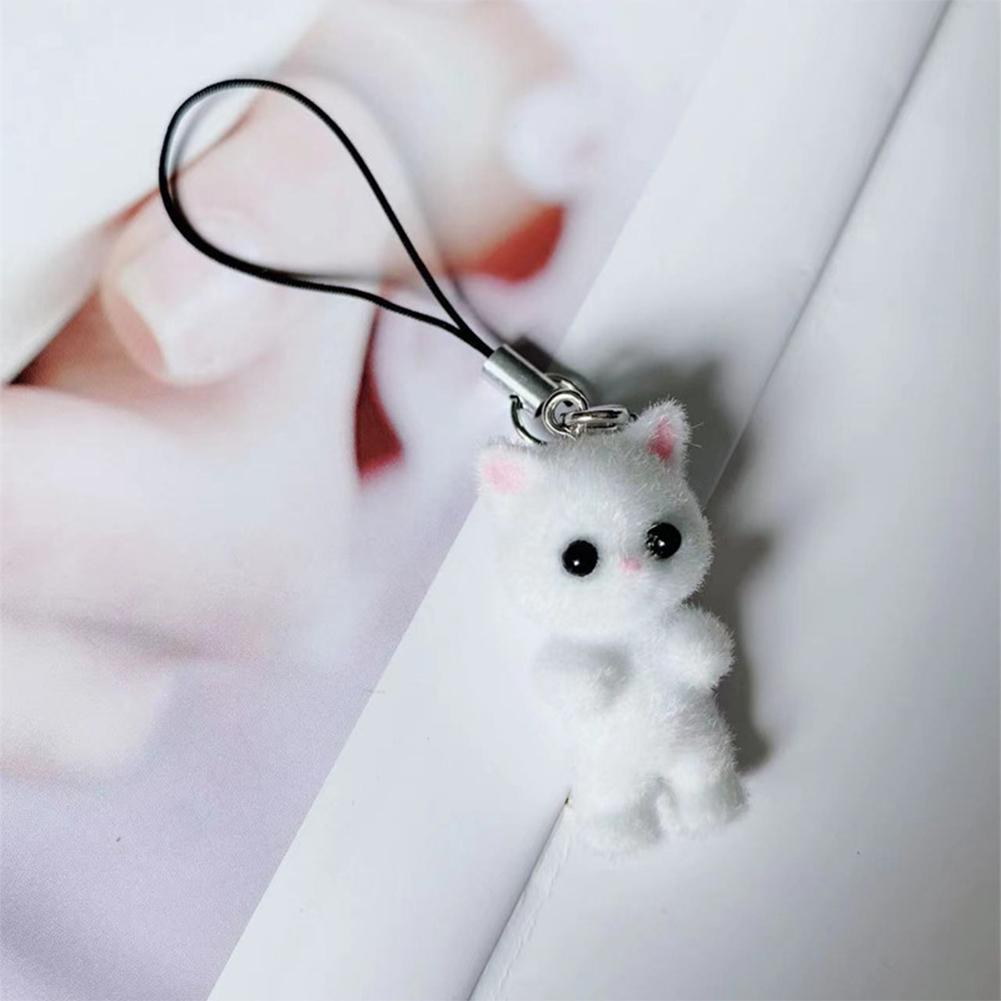 Kawaii Flocking Cat Pandantiv Telefon Lanyard Drăguț Arc Pisicuță Telefon Lanț Coreean Telefon Mobil Charm Breloc Fată Cadouri