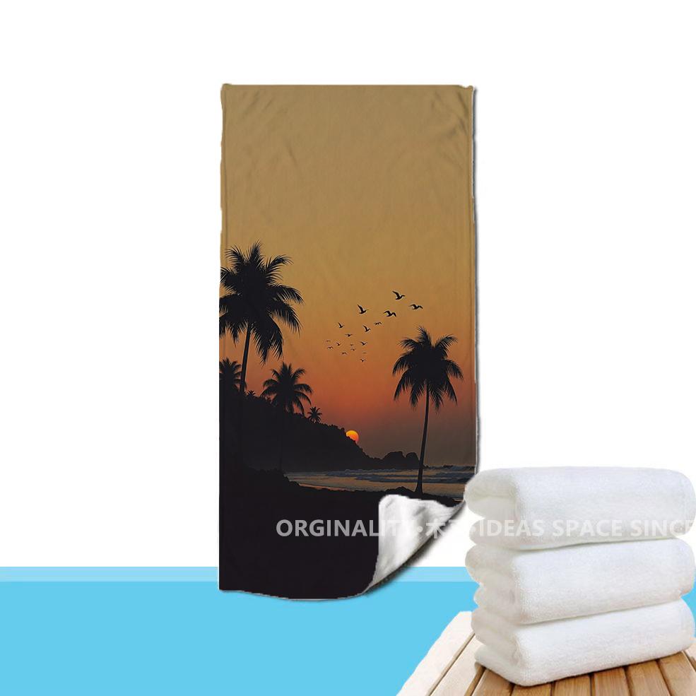 Sunset Palm Beach Vacation Towel Patterned Sunscreen And Windproof Suitable For Swimming Pool Camping Travel Blanket