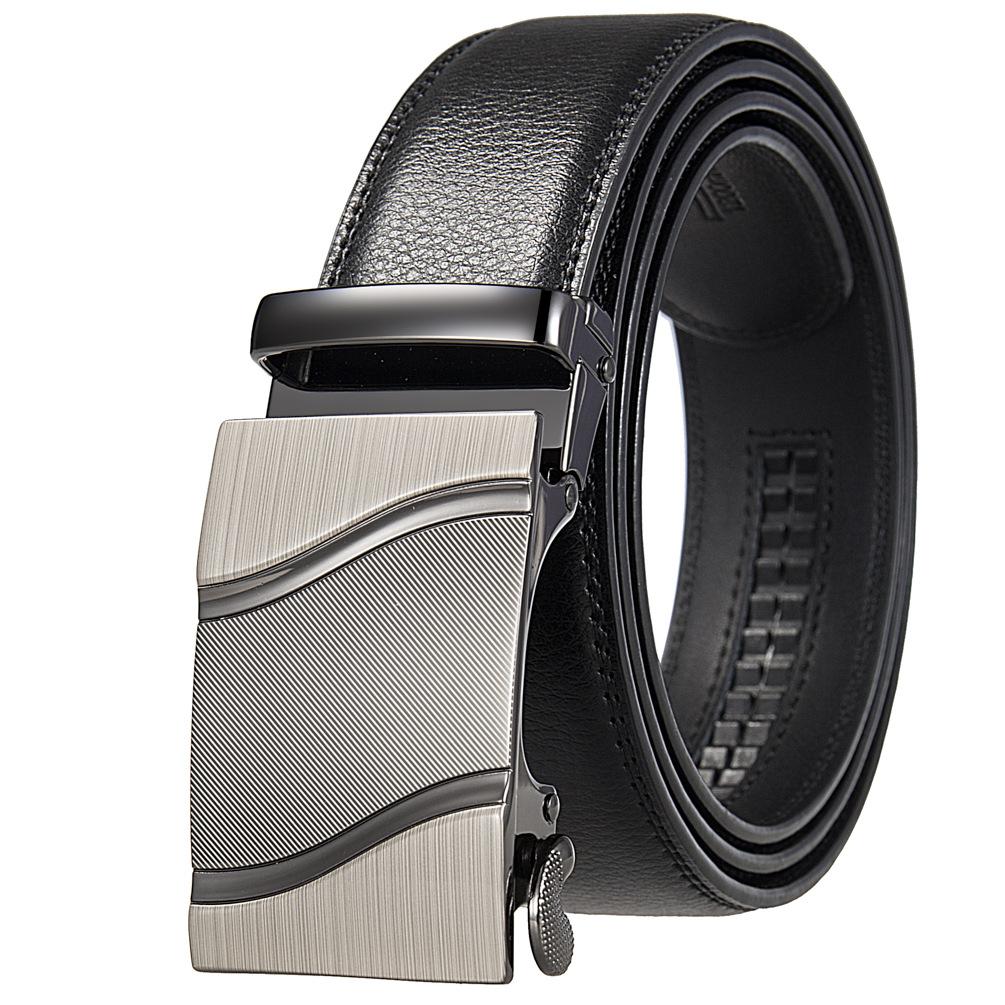 1Pcs Fashion Automatic Buckle Belt, Korean Version Of Men'S Belt, Two-Layer Cowhide Ly36-31703-1