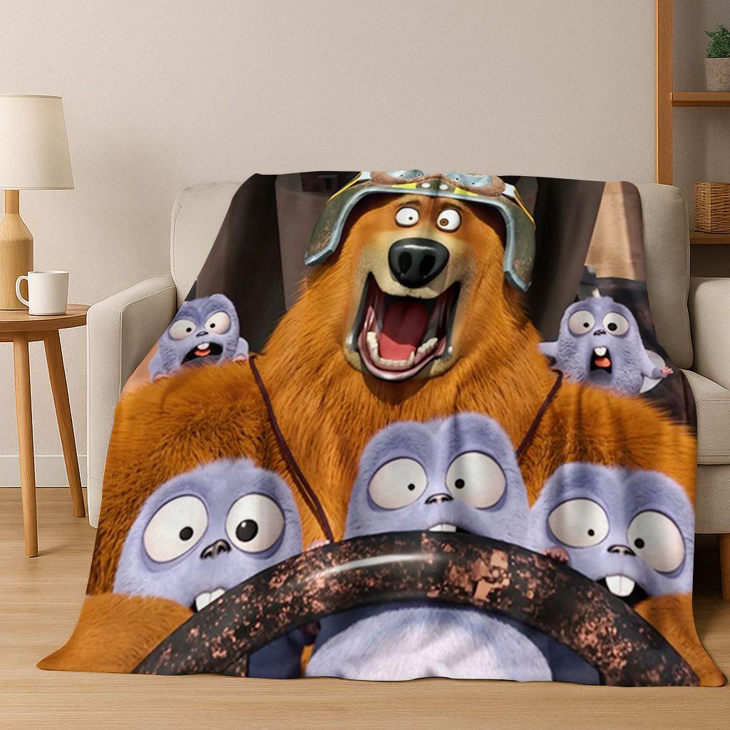 

Funny Grizzy and The Lemmings Cartoon Flannel Blanket Soft Warm Throw Blanket for Bed Bedroom Room Living Room Travel Picnic Kid 75x90cm