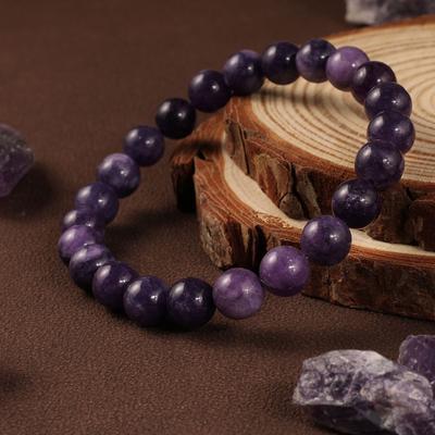 Factory-made Beaded Bracelet A Minimalist European-style Natural Stone Bracelet In Solid Purple Amethyst