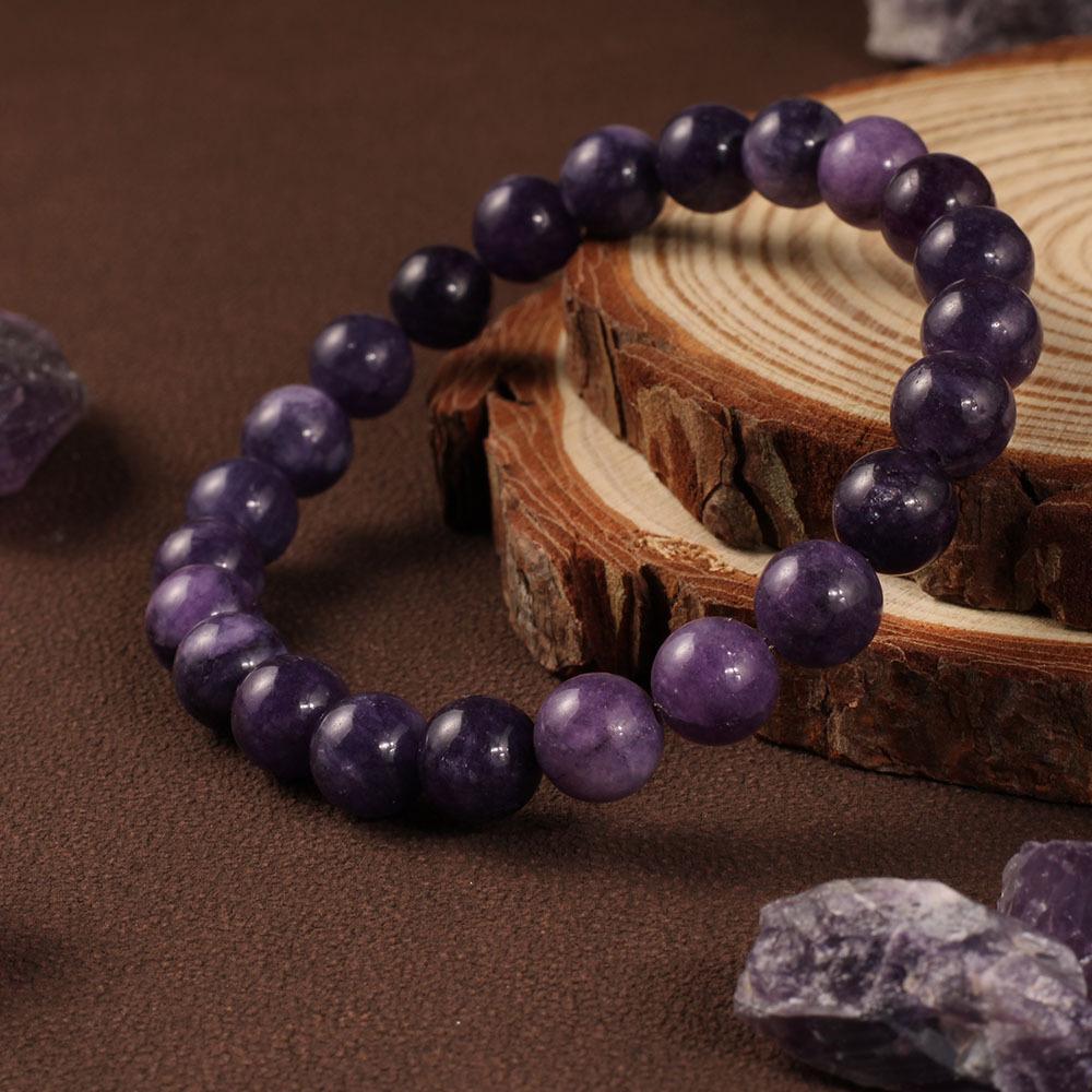 Festive Gifts Purple Lepidolite Beaded Bracelet Calming Fashion Jewelry For Men And Women Daily Wear Simple Versatile Accessory
