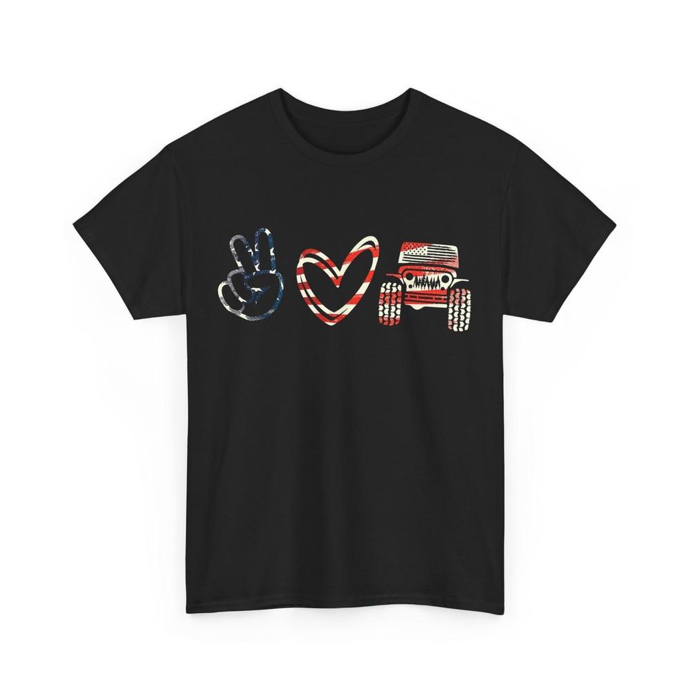 

Peace Love Off road American Flag Shirt, Off road Cars Lovers Shirt L