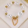 Baroque Sweet Luxurious Imitation Pearl Heart Shaped Pentagram Bracelet