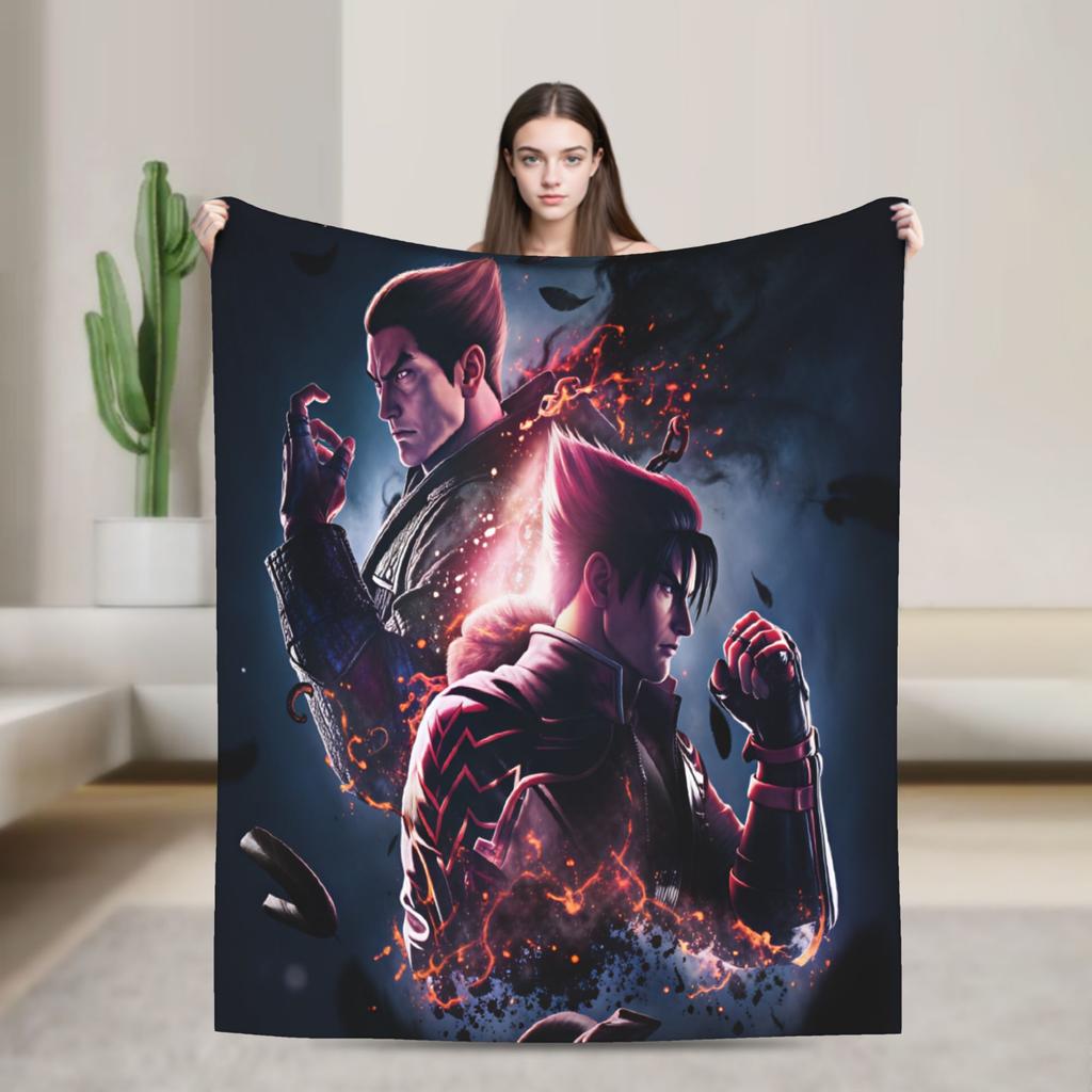 Super Soft Blanket Picnic Tekken Throw Blanket Flannel Bedspread For Couch Chair Aesthetic Sofa Bed Cover