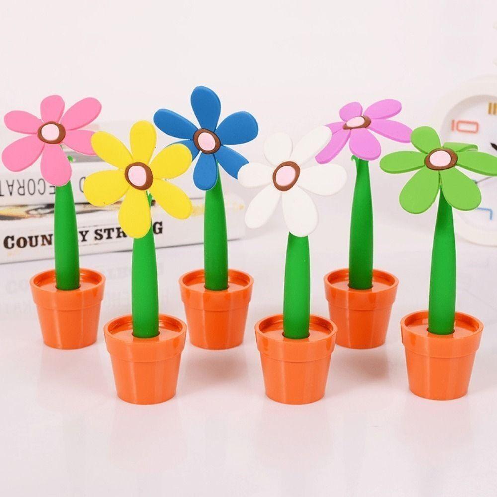 Cartoon Writing Signing Pen Soft rubber Sunflower Ballpoint Pen Sunflower Bonsai Ballpoint Pen