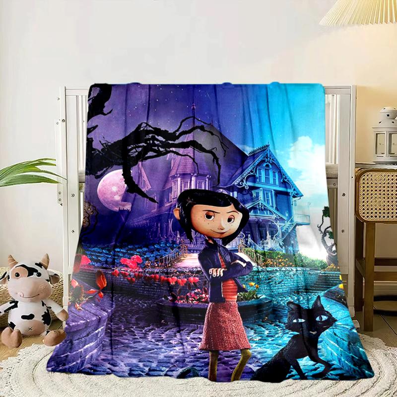 Moonlit Mystery Cora-line Blanket Flannel Blanket for bed, sofa, Camping, Hiking, Picnic Essentials, gift for family Fan gifts