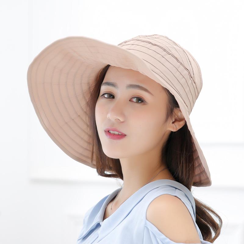Sonnenhut Damen Stoffhut Sommer Leerer Oberteil Große Krempe Sonnenhut Faltbar Reise Strand Bergsteigerhut Sonnenhut