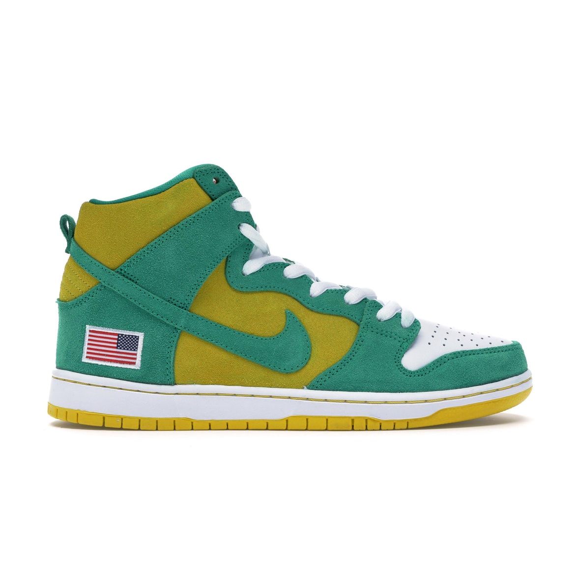 

Кроссовки унисекс Nike Dunk High Pro SB Oakland Athletics зеленые stdm-grn stdm-grn-blk-spd-yllw 305050-337