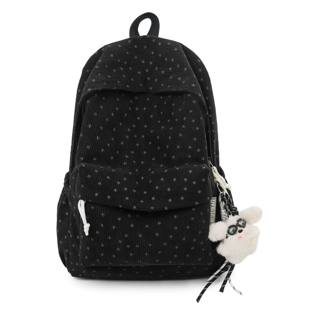School Bag: New Corduroy Star Floral Student Backpack, Backpack for Middle and High School Students, Tutoring Backpack, Backpack