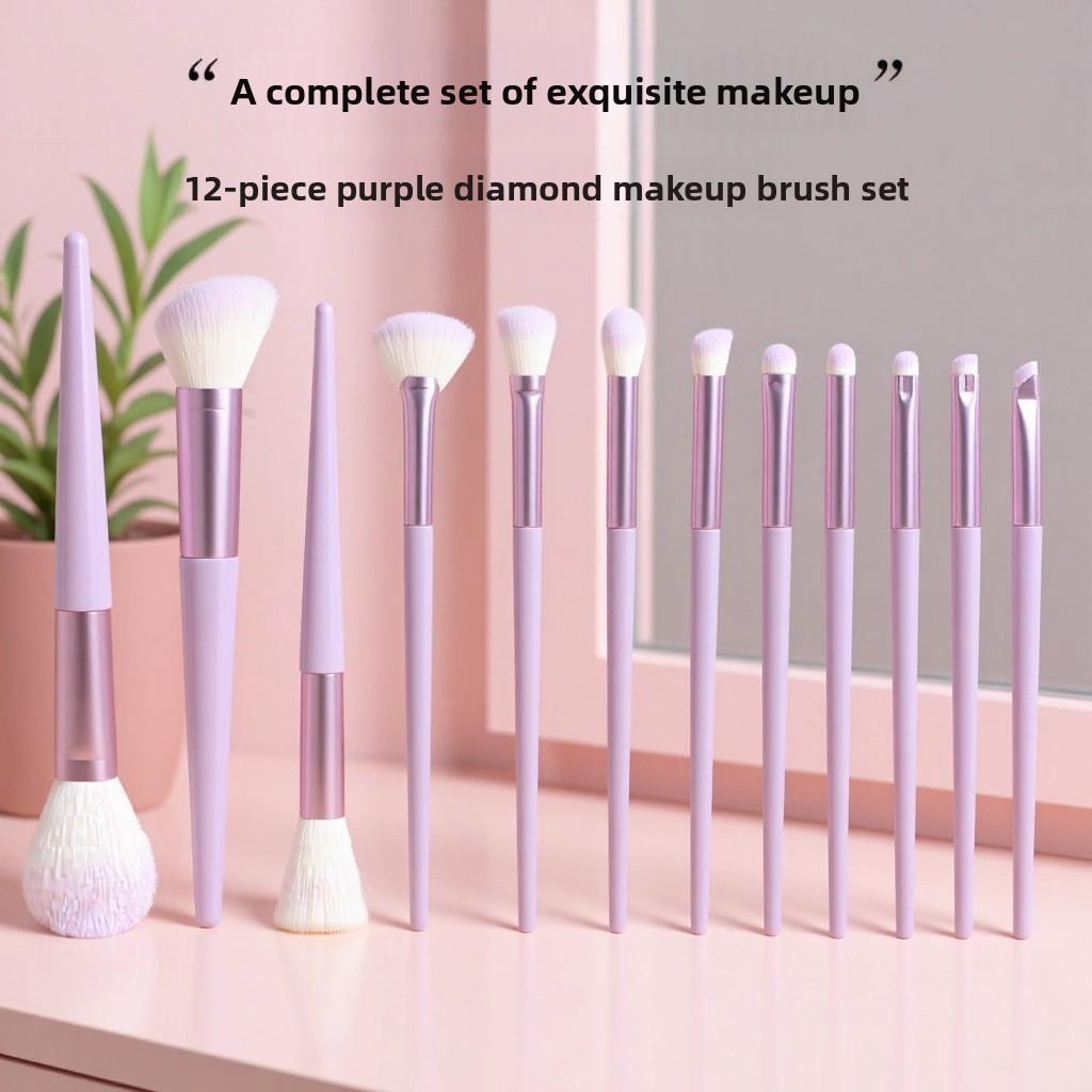 12Pcs/set makeup brushes soft hair loose powder brush blush brush eyeshadow brush makeup brush фиолетовый