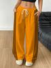 Ladies casual trousers, high saturation yellow base color trousers to create eye-catching effect, drawstring elastic waist