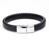 Punk Custom Text Logo Braided Leather Bracelet Gold Color Magnetic buckle Stainless Steel Bracelets For Women Men ID Bracelet