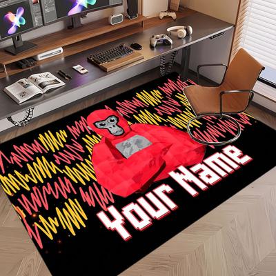 Custom Name Text Crystal Velvet Rug,Gorilla Tag Soft Plush Decorative Non Slip Floor Carpet