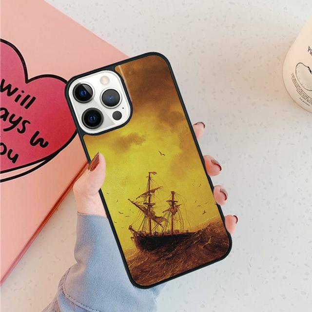 Old Ship in Sea Moon Night Phone Case For iPhone 17 Air 15 16 16e 11 12 13 14 Pro Max Cover For iPhone 17 Air Max Plus Fundas