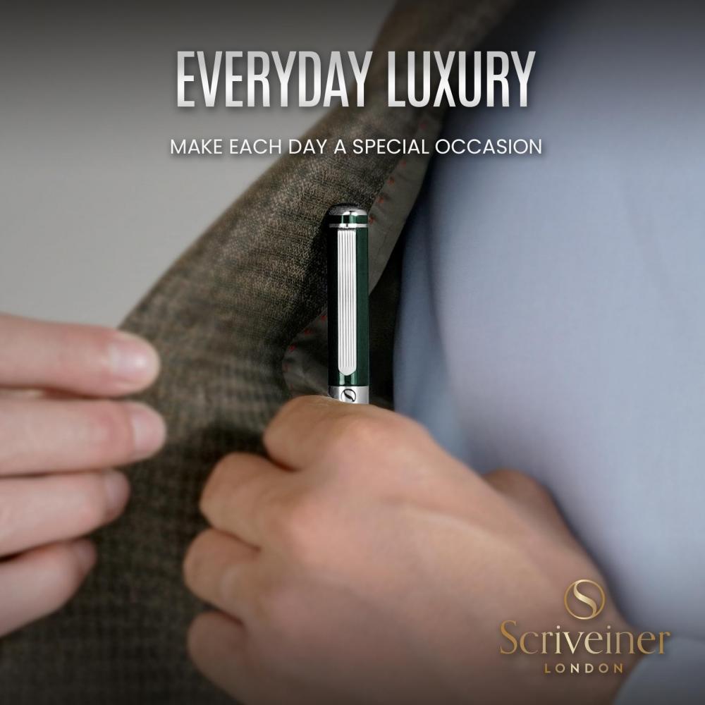 Scriveiner Plnicí pero British Racing Green - Ohromující luxusní pero s chromovanou povrchovou úpravou, hrot Schmidt (Střední), Nejlepší dárková sada per pro muže a ženy, Profes