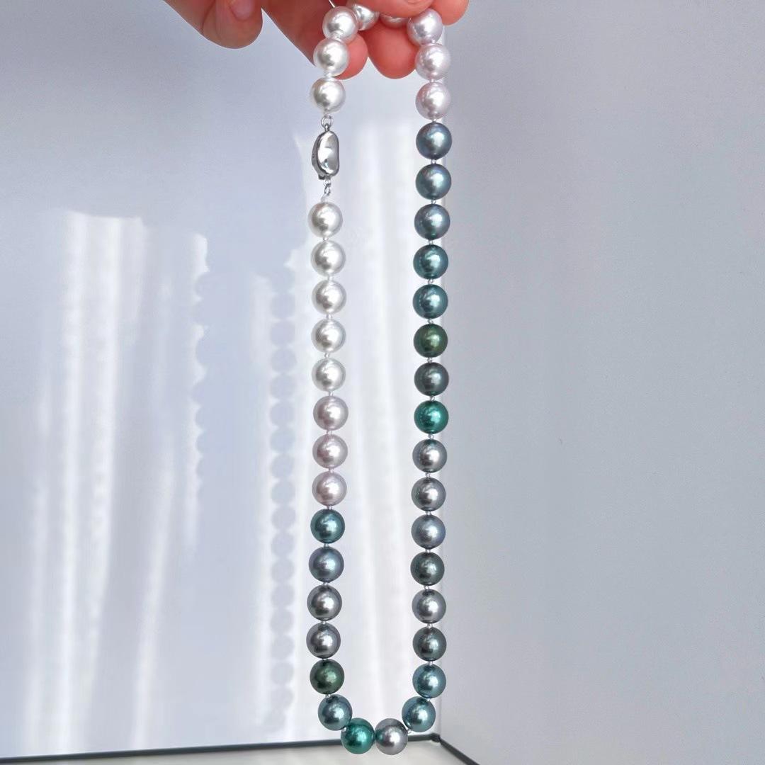 

10Mm Black Butterfly Queen Merad Morandi Candy Mix Color Gradual Change Malachite Green Artificial Highlight Pearl Necklace Lock