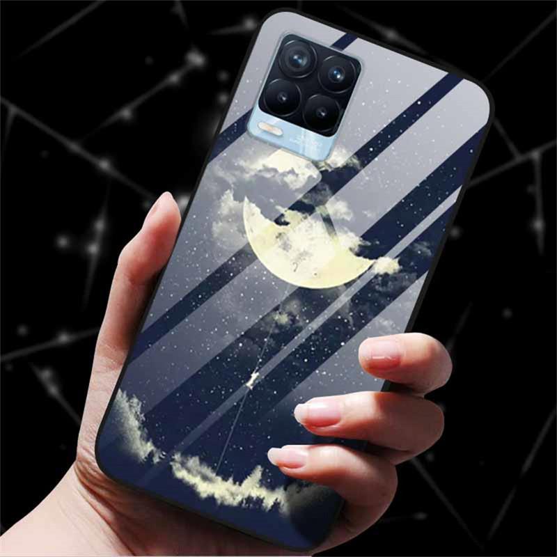 For Realme 8 Case Tempered Glass Hard Back Cover Case For Realme 8 5G 8i Realme 8 Pro Phone Case Cover Realme8 Pro Soft Bumper