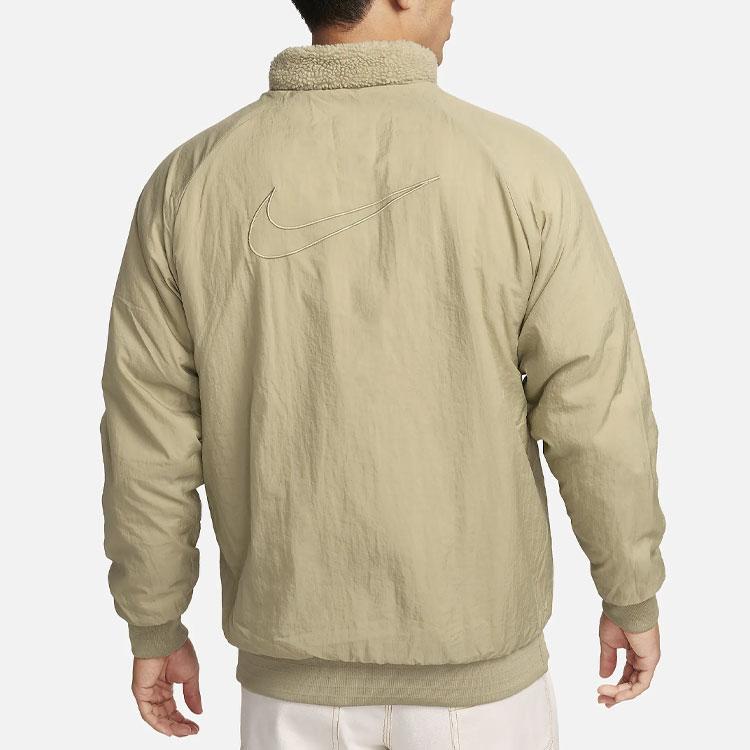 Nike Reversible Wear Stand Collar Long Sleeve Fleece Jacket Men Outerwear Neutral-Olive FQ8044-276