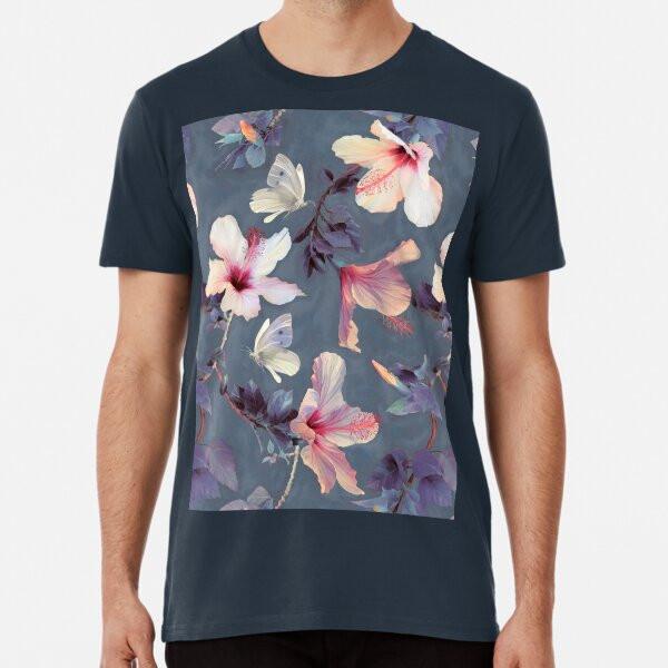 

Butterflies and Hibiscus Flowers - a painted S to 5XL Made in the AU/USA T-Shirt 4XL