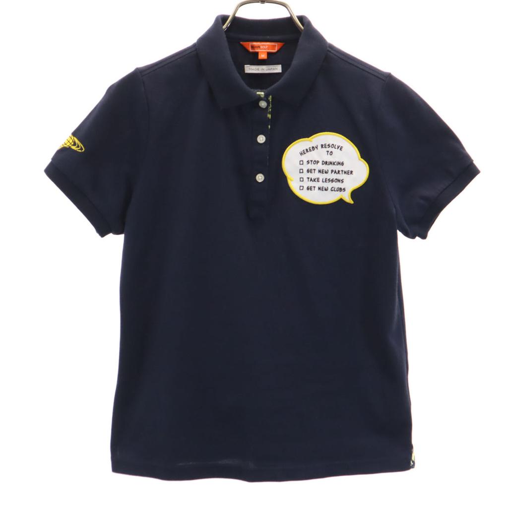 BEAMS GOLF Made In Japan Short Sleeve Polo Shirt M Navy Women Used