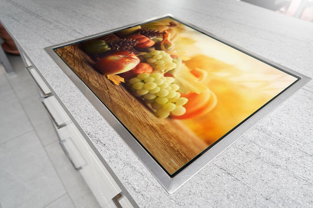 Glass protective plate for the stove 70x52 Fruit