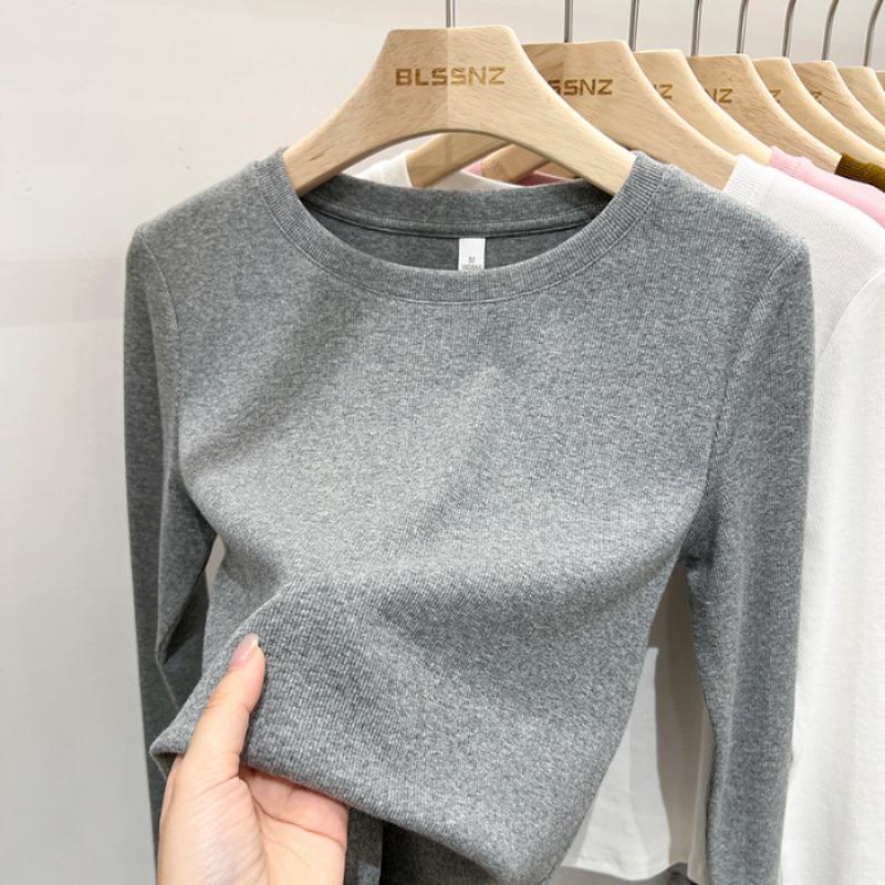 Long Sleeved T-shirt Women's Round Neck Slim Fit Top