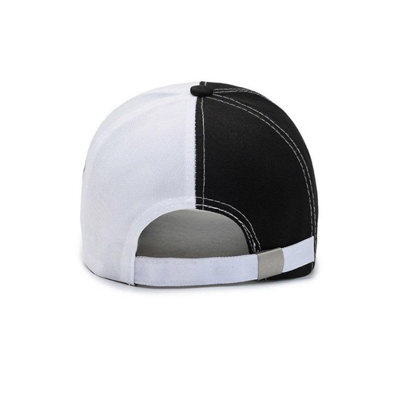 Korean-Style Baseball Cap With Patchwork Print Trendy Street Style Sunshade Black White Color-Blocking Duckbill Cap