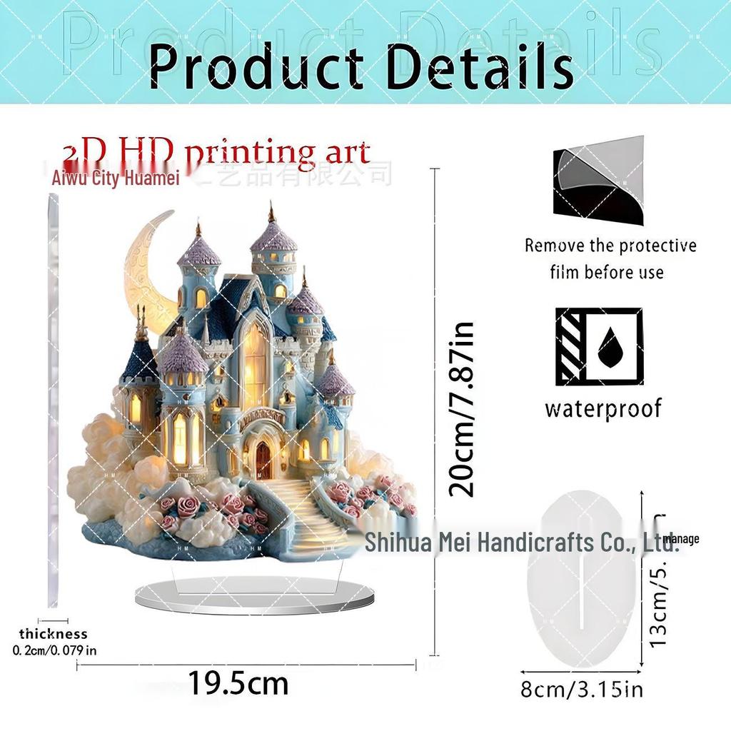 Cross-Border New Moon Lighthouse 2D Acrylic Ornament - Home and Festival Decoration.