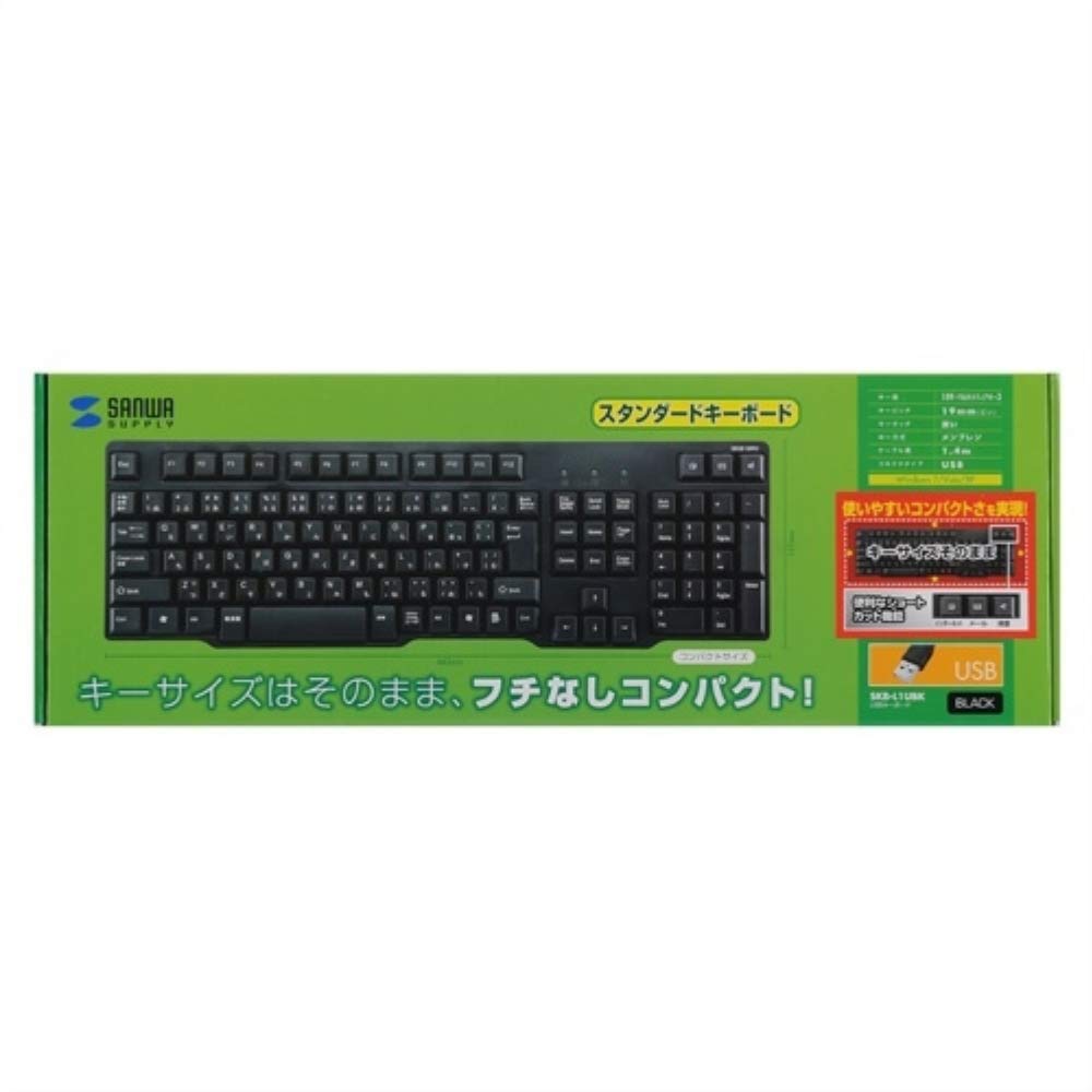Sanwa Supply Wired USB Standard Japanese Black Keyboard, Layout, Membrane, SKB-L1UBK