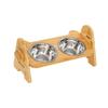 Adjustable Bamboo Cat & Dog Bowl Stand with Double Bowls and Pet Neck Protection