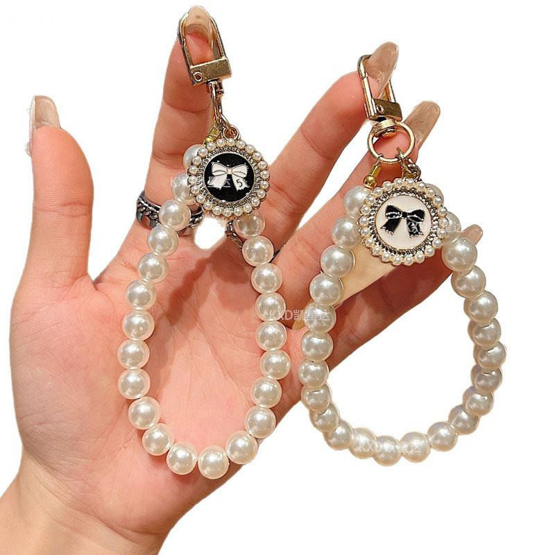 Pearl Pendant Lanyard Phone Case Accessories Chain Transparent Fixed Card Holder Wristband Niche Feminine Style