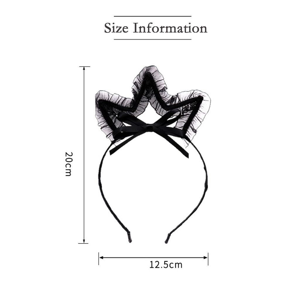 Lace Large Bow Hair Hoop Polka Dot Headwear Retro Cat Ear Hair Band