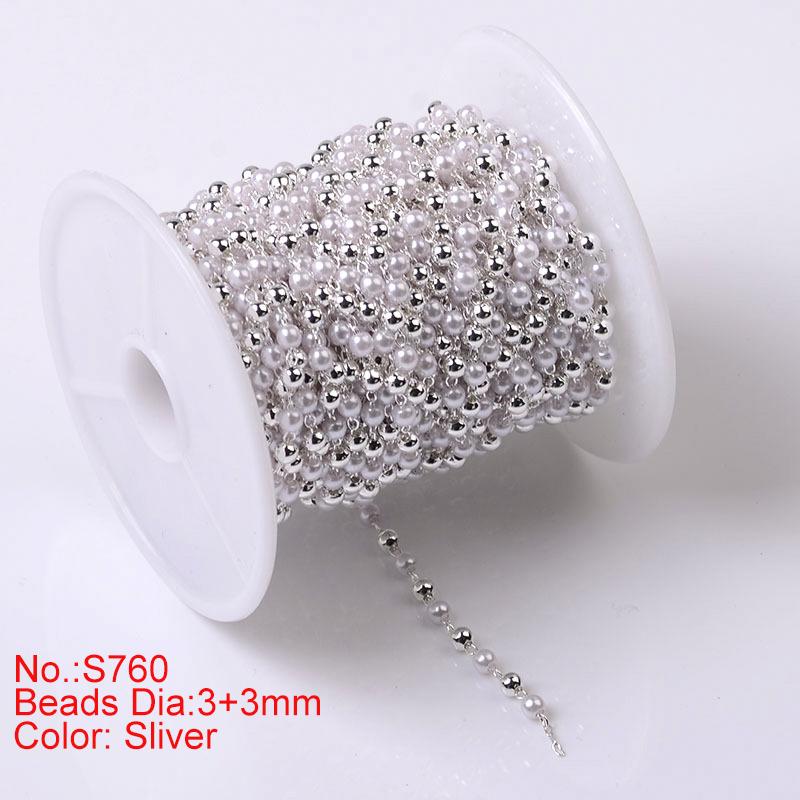 1Meter Beaded Chain Imitation Pearl Chain Copper Necklace Chain Handmade Accessories for Jewelry Making Components Crafts DIY