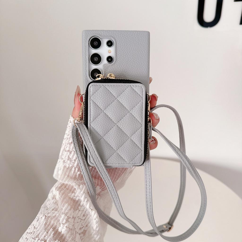Crossboby Zipper Cover Case for Samsung Galaxy S24 S22 Ultra Plus S23 FE A05S A05 A15 A25 A35 A55 A24 A34 A54 with Card Holder