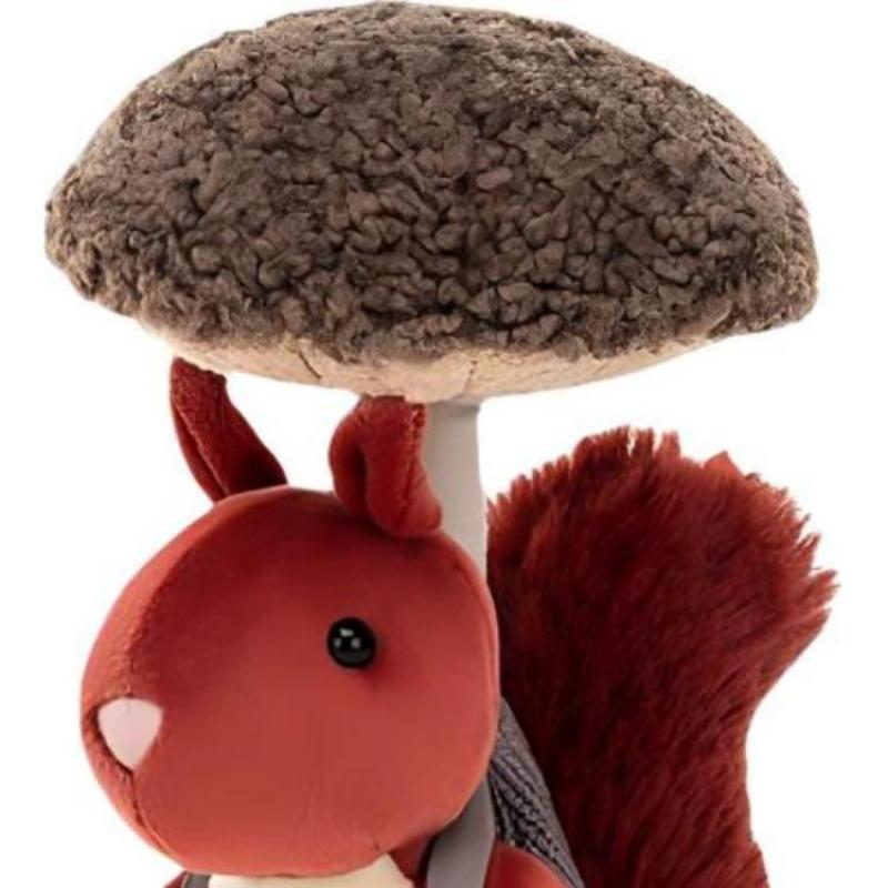 JELLYCAT Woods Animal Series Mushroom Picking Squirrel Comfort Doll Plush Doll 20cm High