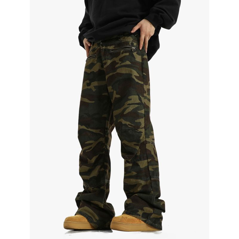 American High Street Parka Camouflage Pants Male and Female Trendy Brand Retro Design Loose Straight-leg Casual Flared Trousers Ins