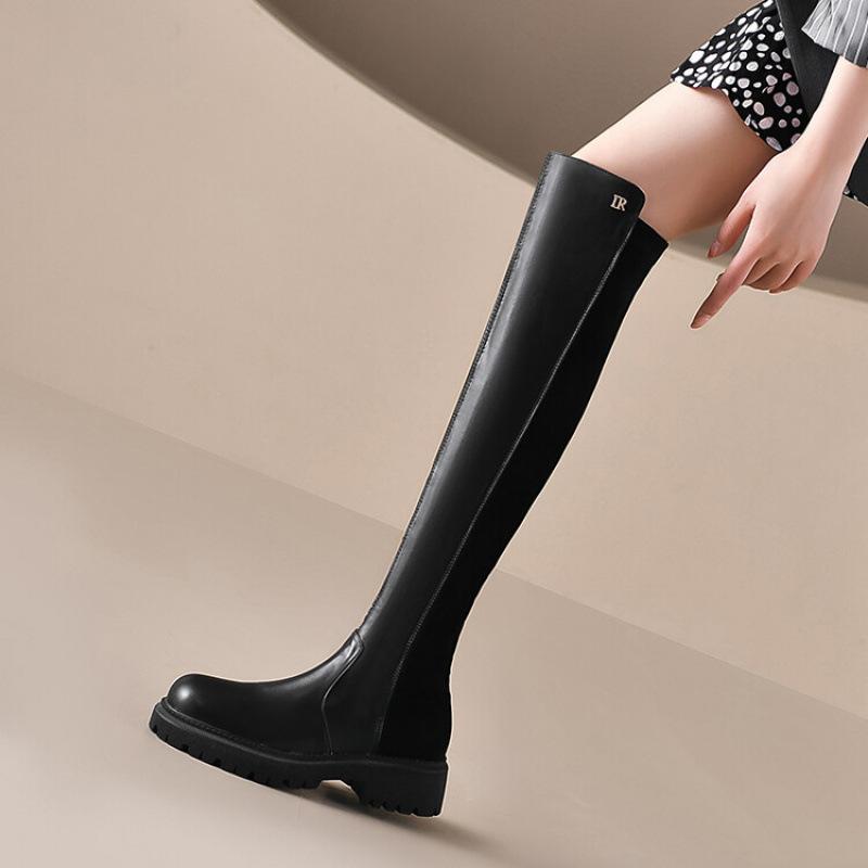 Autumn and winter European and American large-size women's boots thick-soled non-slip medium heel comfortable square heel knee boots women's new wome