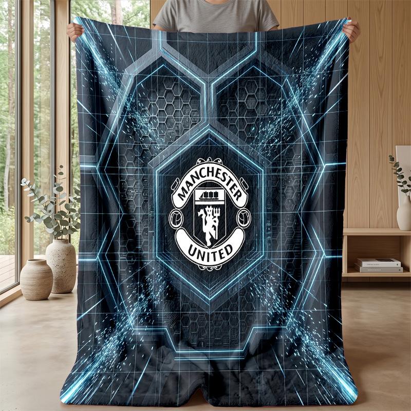 Manchester United Theme Blanket Soft Flannel Blanket Plush Throw Blanket Cozy Sofa Bed Blanket for Home Decor