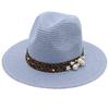 Spring And Summer 2022 New Panama Straw Hat Leopard Print Pearl Top Hat Men And Women Elegant Foldable Jazz Hat