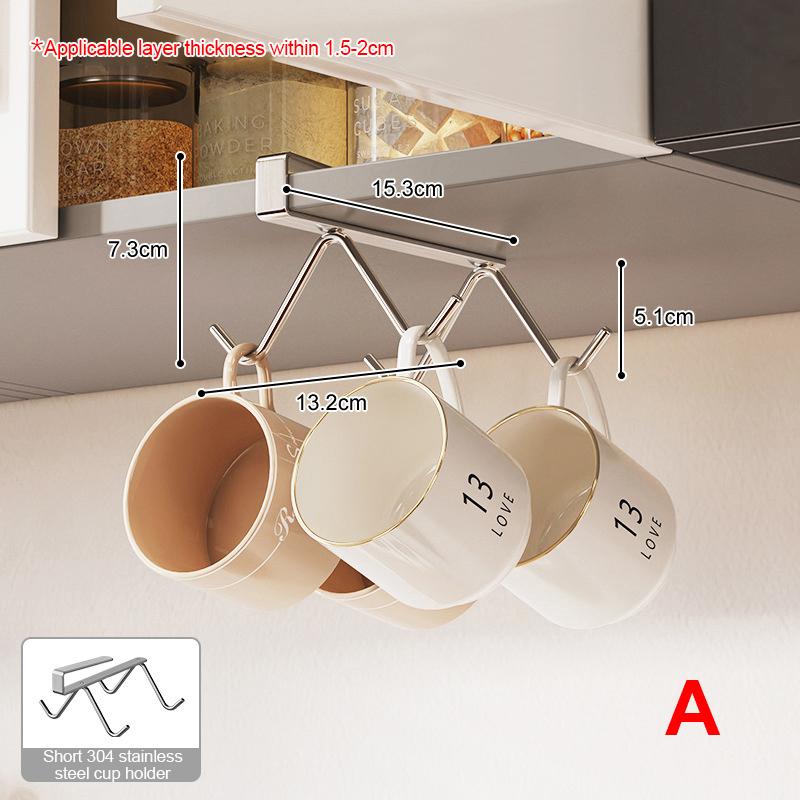 

Держатель для кофейных чашек на 4/6 крючков, из нержавеющей стали, крючок для хранения, многофункциональная кухонная стойка для шкафа без сверления 13.2*7.3*15.3cm