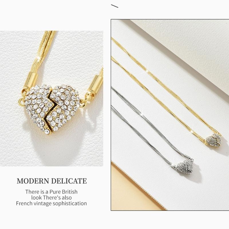 Einzigartiges magnetisches Herzförmiges Halsketten mit sicherem Verschluss für modisches Tragen und einen eleganten Schlüsselbein-Look