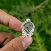 Natural Moss Prehnite Gemstone Promise Adjustable Ring 925 Silver For Women