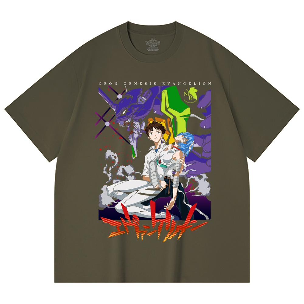 230 g/m² 100 % Baumwolle Evangelion V1 Druck Unisex Schweres Baumwoll-T-Shirt