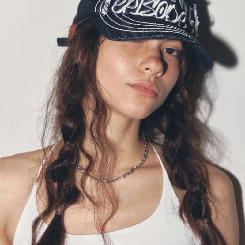 

inseowl WASHED STITCH BALL CAP - DENIM BLUE F