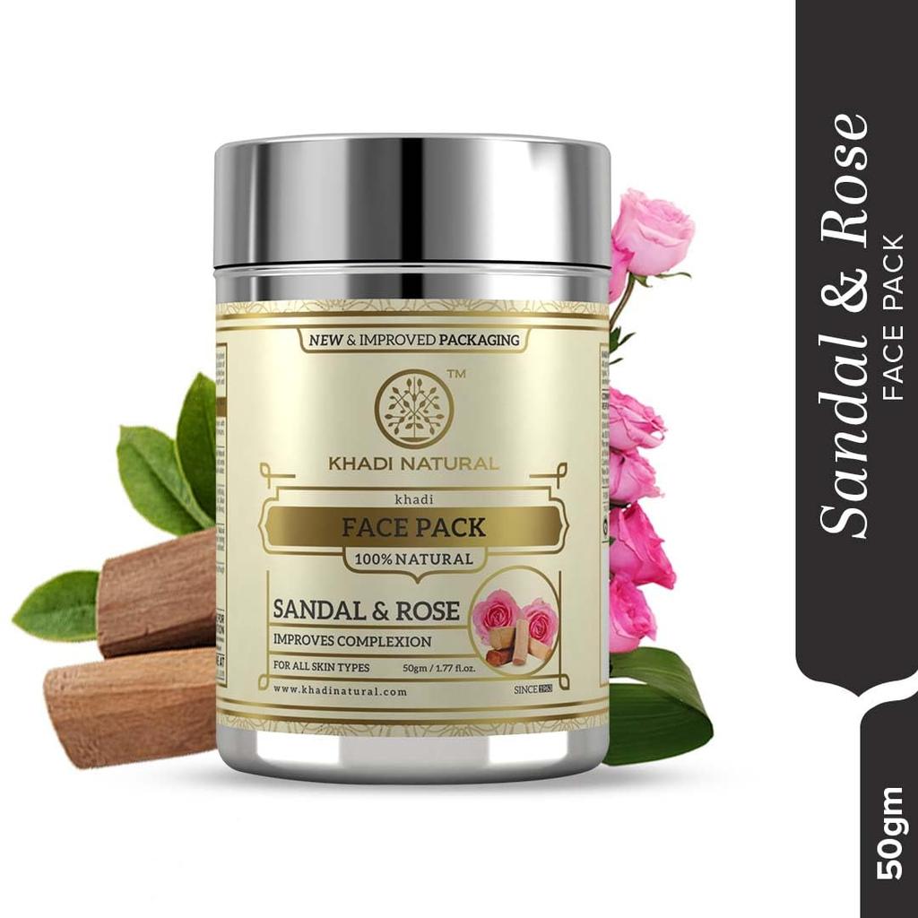 Khadi Natural Sandal And Rose Herbal Face Pack 50g Pack For Glowing Skin And Oil Control